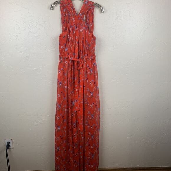 Alexis Jumpsuit Size Small Orange Floral Janina Drawstring Waist Halter - Picture 2 of 8